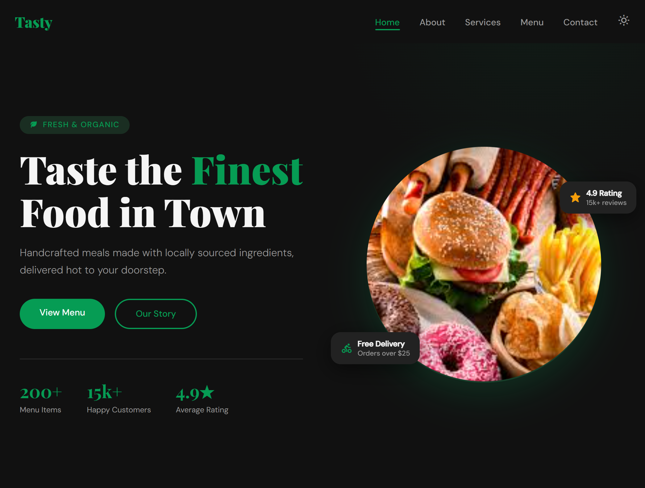 Tasty Restaurant Website screenshot