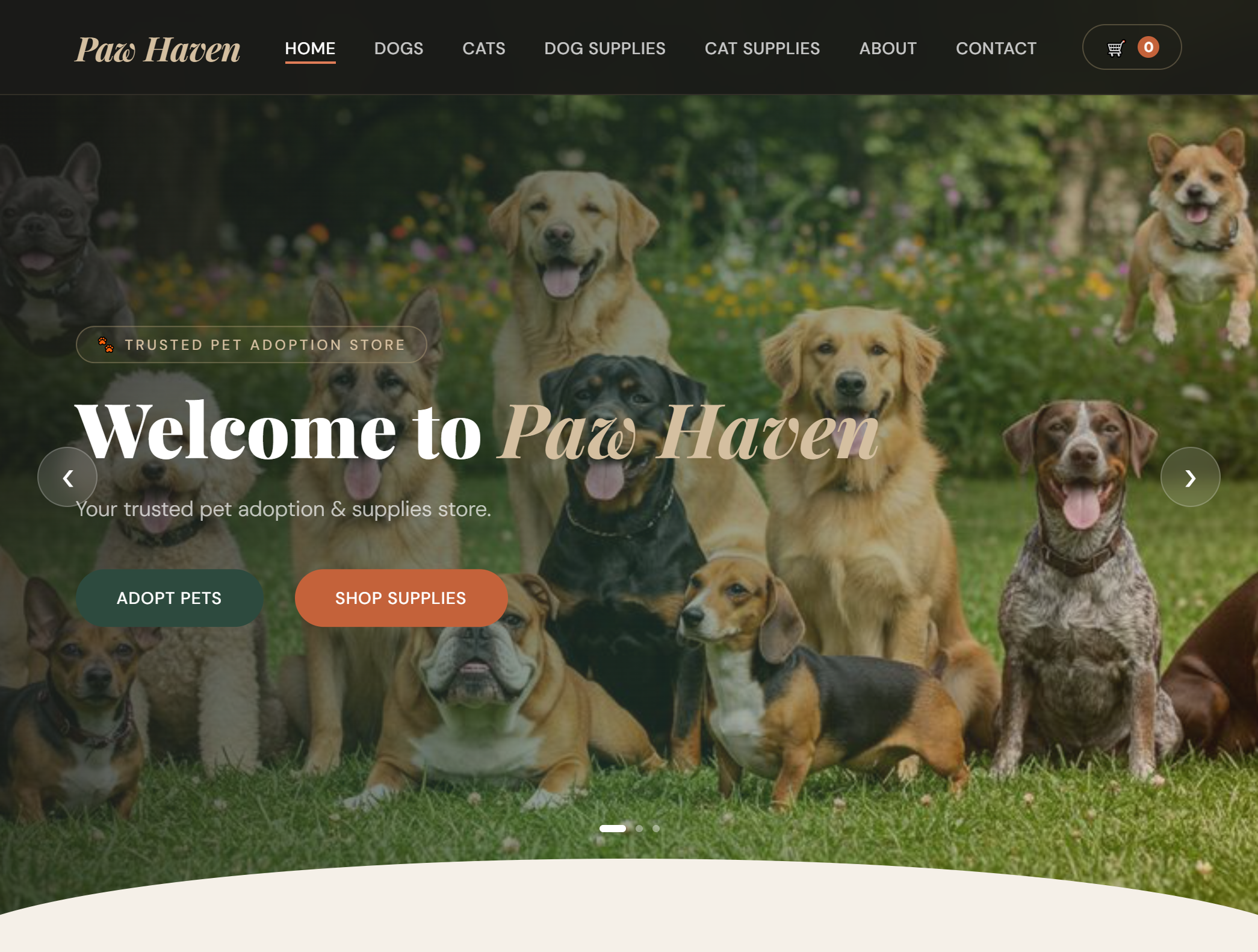 Pet Website screenshot